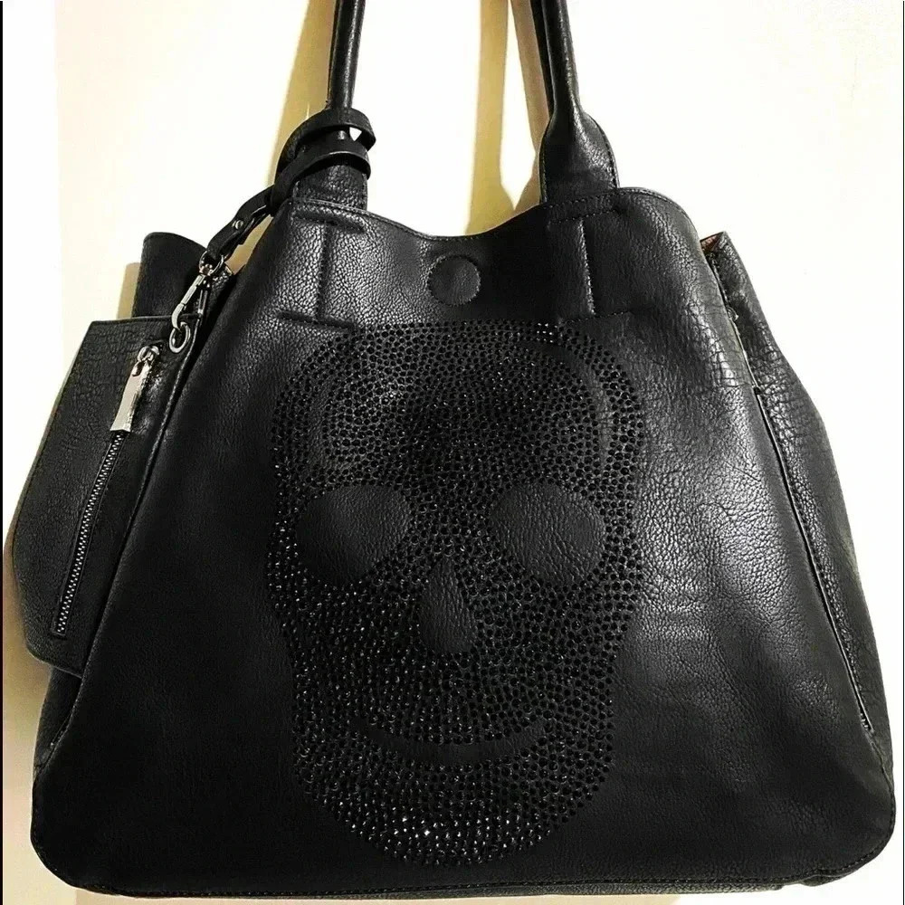 Handmade black PVC leather satchel handbag